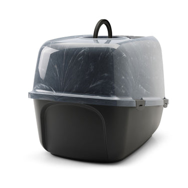 Savic Nestor Toilet Home Cat Litter Box Jumbo Marble - Anthracite White/Black